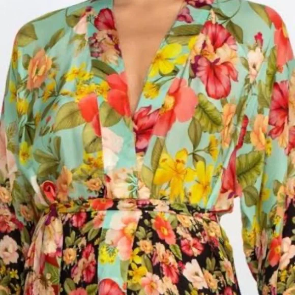 NWT JOHNNY WAS PLUS 3X  BURKE KIMONO  MAXI DRESS FLORAL TIRED MSRP 515.00 - Picture 2 of 14